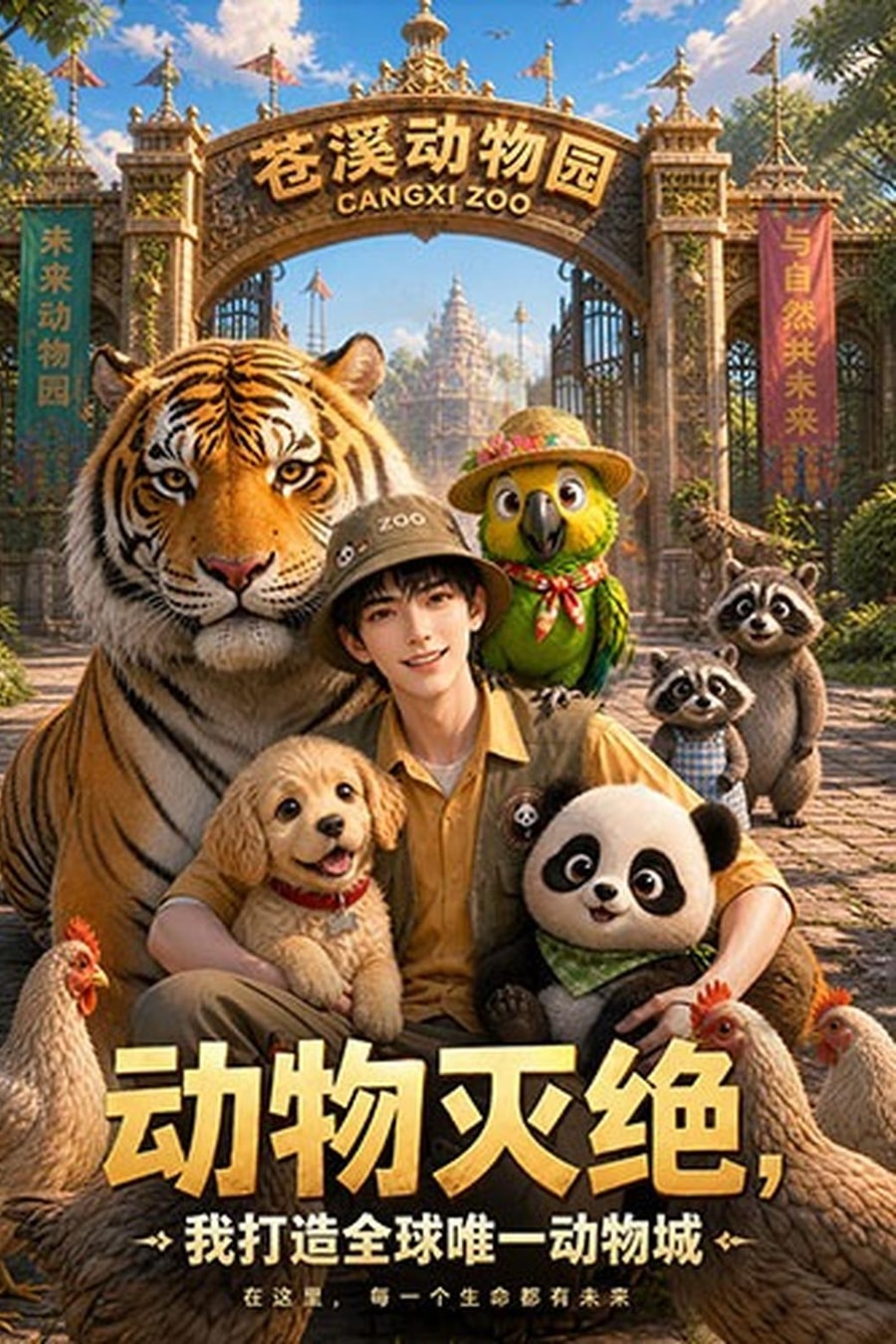 《动物灭绝，我打造全球唯一动物城》短剧海报