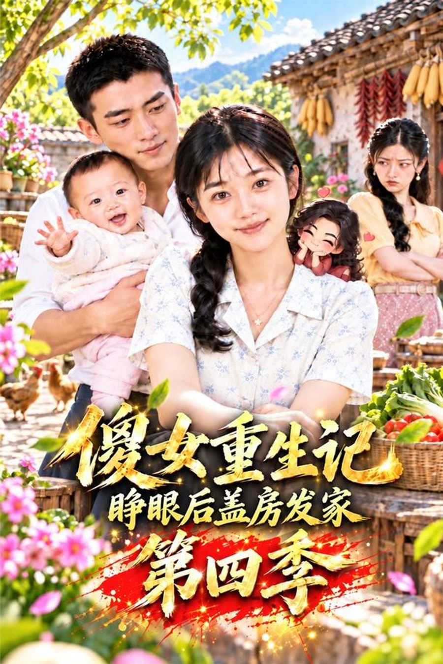《傻女重生记，睁眼后盖房发家第四季》短剧海报