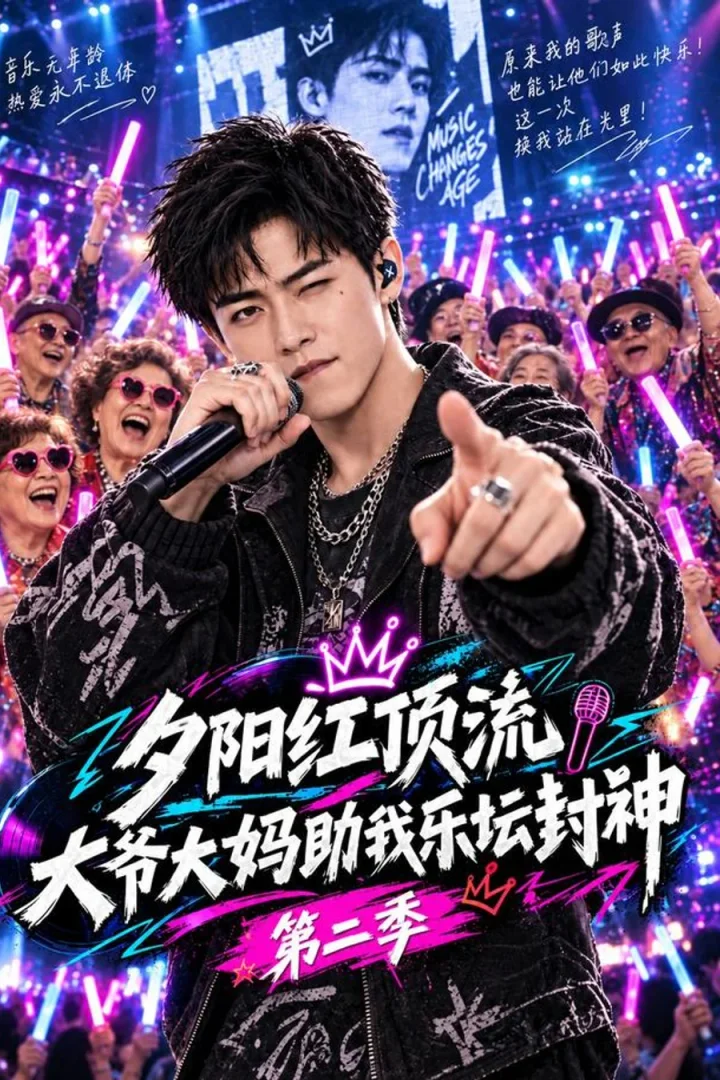 《夕阳红顶流，大爷大妈助我乐坛封神第二季》短剧海报